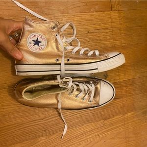 Metallic gold hightop Converse